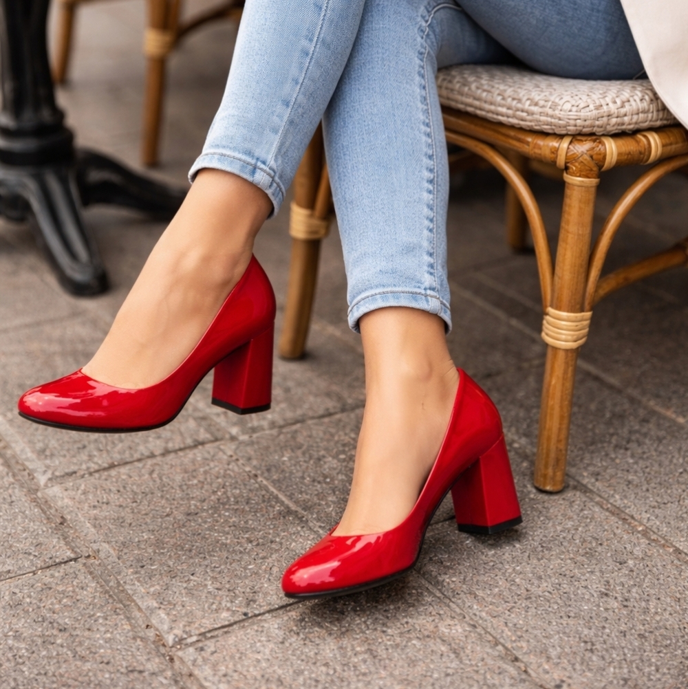 Via Spiga Red Block Heel Pumps